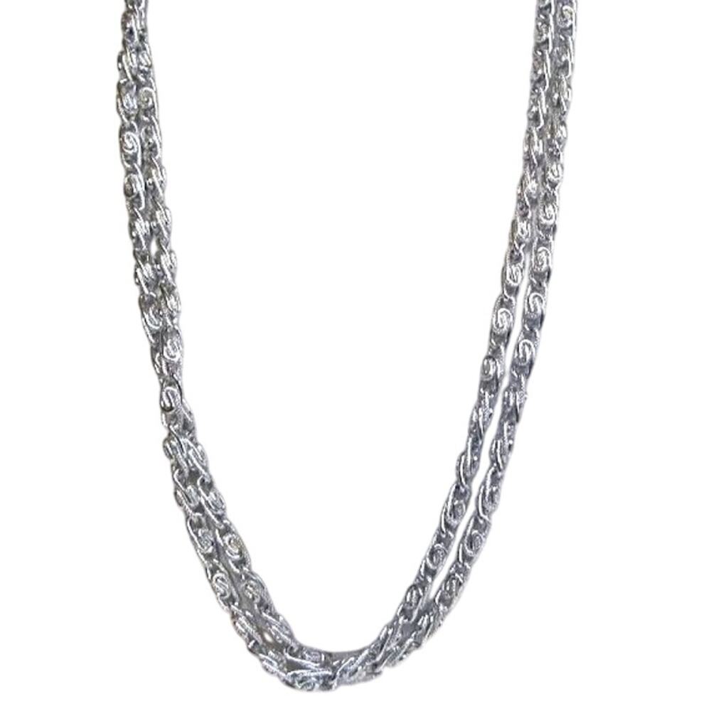 Vintage Germany Eloxal Aluminum Scroll Link Chain Long Necklace